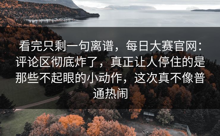 看完只剩一句离谱，每日大赛官网：评论区彻底炸了，真正让人停住的是那些不起眼的小动作，这次真不像普通热闹