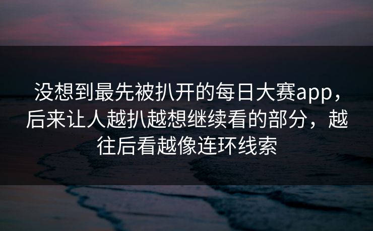 没想到最先被扒开的每日大赛app，后来让人越扒越想继续看的部分，越往后看越像连环线索