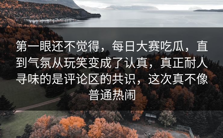 第一眼还不觉得，每日大赛吃瓜，直到气氛从玩笑变成了认真，真正耐人寻味的是评论区的共识，这次真不像普通热闹